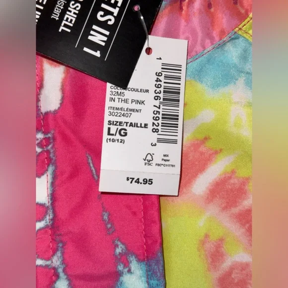 NWT THE CHILDREN’S PLACE TIE DYE 3 in 1 SNOW JACKET PINK SZ L